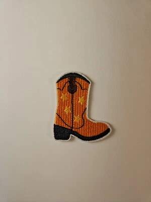 Orange Boot Embroidered Patch / Stylish Cowboy Embroidery For Clothing Repair - Image 1 of 3