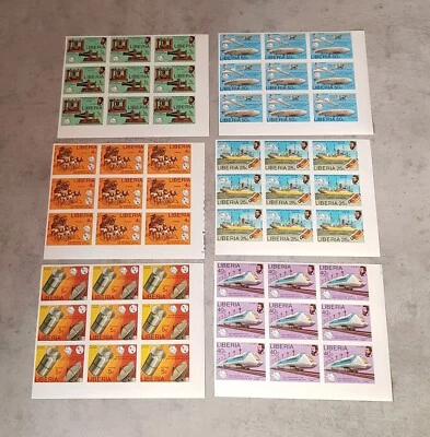 LIBERIA 100 ANNIVERSARY OF THE TELEPHONE IN BLOCKS OF 9 IMPERFORED MNH - Image 1 of 2