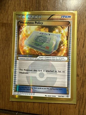 Pokémon TCG Weakness Policy 164/160 Secret Rare- corners lightly worn on back - Image 1 of 2