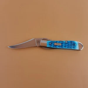 Case Blue Bone Pocket Worn Peach Seed Jig Mediterranean Folding Knife 51859 - Picture 1 of 9