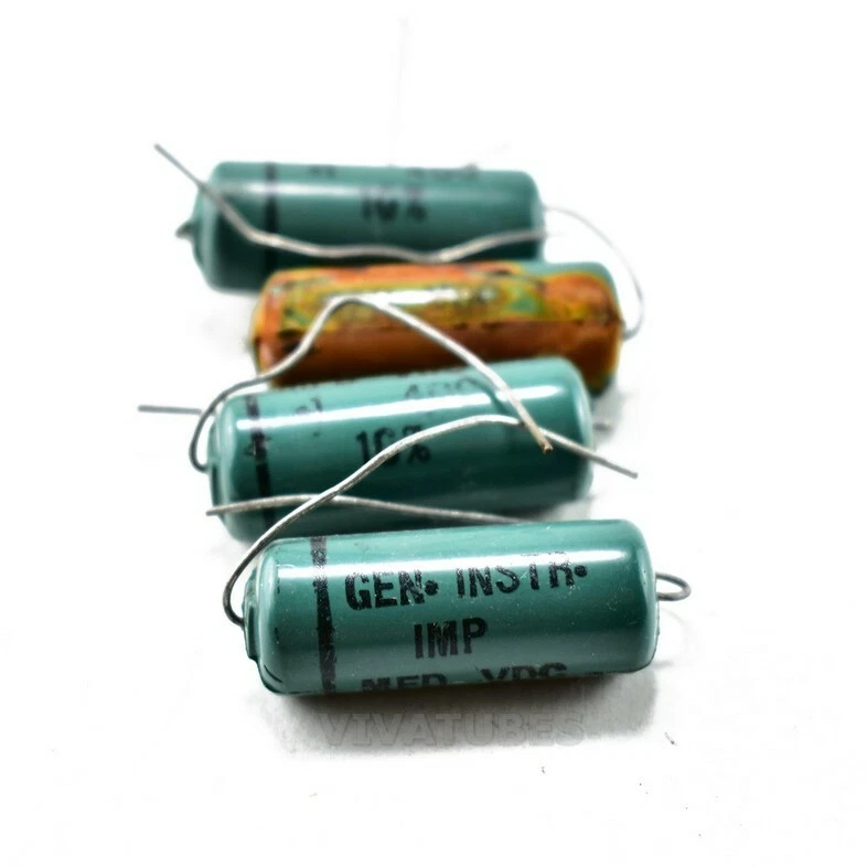 Lot of 4X. General Instrument 'IMP' Axial Electrolytic Capacitors .1uF @ 400V - Image 1 of 1