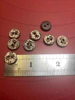8 3/8” Coconut Shell Buttons Two Hole Floral - Image 1 of 4