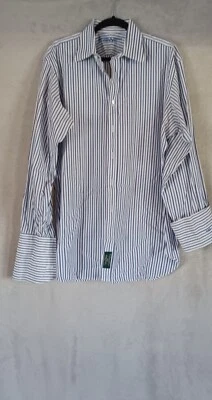 Camisa de vestir HOLLAND & SHERRY London 1836 para hombre con botones azul a rayas. Foto 1 de 4