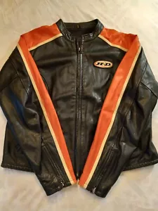 Vintage Women's Harley-Davidson Leather Jacket Orange And Black Extra Large EUC - Picture 1 of 7