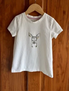Camiseta de algodón manga corta diseño ciervo blanco NUTMEG para niña - talla 5-6 años - Imagen 1 de 6