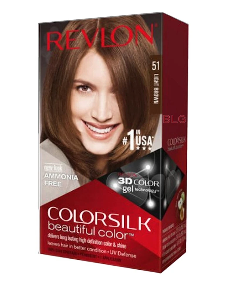 Revlon Colorsilk #51 Light Brown Hair Color 3D Gel Keratin Ammonia- Shine