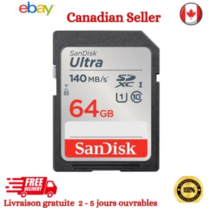 Carte Mémoire SanDisk Ultra SDXC 64 Go Class 10 140 Mo/s Carte SD Full HD Camera - Photo 1 sur 7
