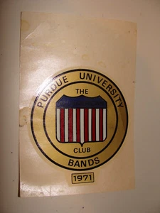 Calcomanía vintage 1971 Purdue University Bands The All-American Club 3" diámetro - Imagen 1 de 1