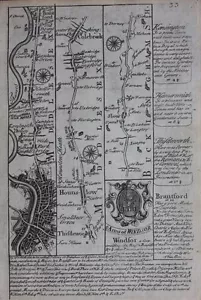 Antique road map MIDDLESEX, BUCKS, BERKSHIRE, OXFORDSHIRE, Owen & Bowen, 1724 - Picture 1 of 4