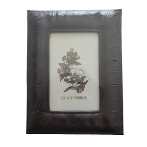 Cadre photo en cuir croco - Peut contenir une photo 3,5" X 5" - Photo 1/3