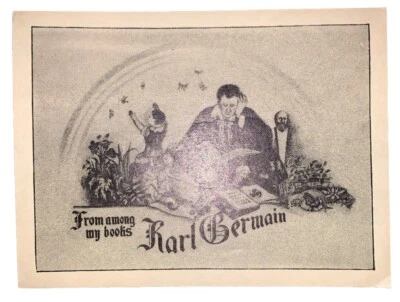 ORIGINAL KARL GERMAIN BOOKPLATE, EX-LIBRIS, MAGIC COLLECTIBLE, MAGICIAN - Image 1 of 3