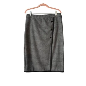 Ann Taylor Black Plaid Faux Wrap Skirt NWT Size Medium - Picture 1 of 8