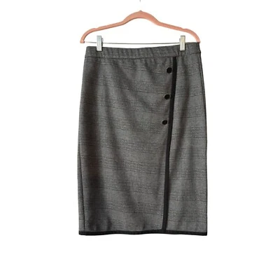 Falda envolvente sintética a cuadros negra Ann Taylor nueva con etiquetas talla mediana Foto 1 de 4