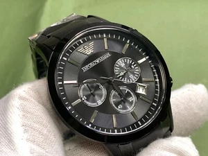 EMPORIO ARMANI AR-2453 Renato Black Dial chronograph Date Men Quartz Wristwatch - Picture 1 of 17