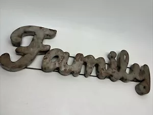 Metal Large Cursive Family Sign Rustic , Family Wall Decor, Decorate 🔥 OFFERS ! - Picture 1 of 10