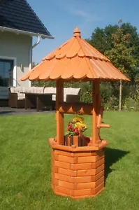 Zierbrunnen Holzbrunnen Gartenbrunnen imprägniert 1,20 m massiv, Garten - Bild 1 von 2