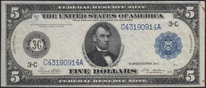 Fr.855 1914 Philadelphia $5 Federal Reserve Note VF+ Minor Rust - Picture 1 of 2