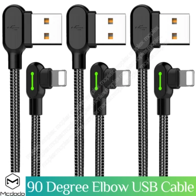 MCDODO Cable USB rápido ángulo de 90 grados cargador de sincronización de carga de alta resistencia para iPhone Foto 1 de 4