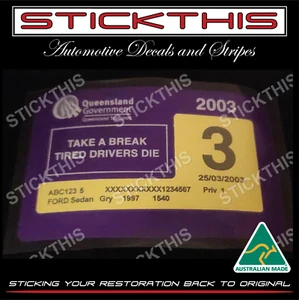 Reproduced Historic QLD Registration Rego Label Decal Sticker 2000 - 2015 - Picture 1 of 3