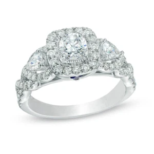 Vera Wang Love 1.40Ct Simulated Diamond 3 Stone Wedding Ring White Gold Plated - Picture 1 of 6