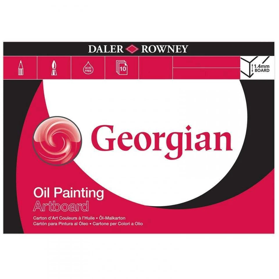 Daler Rowney Georgian Oil Painting Art Board Pad - 10 Sheets - Choose A4 or A3 - Image 1 of 1