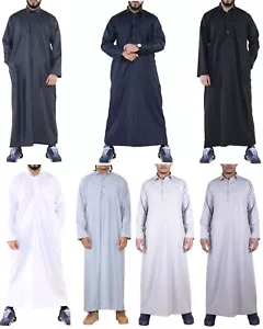 Herren Thawb Jubba Saudiarabisch Ramadan Eid Islamic Kaftan Kaudara Arabische - Bild 1 von 58
