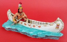 INDIANO SU CANOA - 24 CM - IN ALABASTRO - CASTAGNA