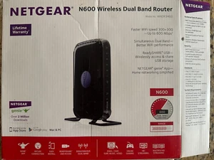 NETGEAR N600 Wireless Dual Band Gigabit Modem Router WNDR3400-100NAS - Zdjęcie 1 z 5