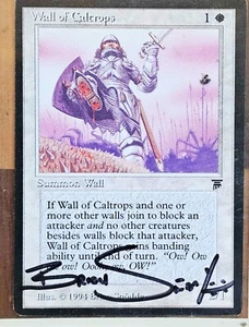 Vintage MTG Magic The Gathering Card Wall Of Caltrops Signed Brian Snoddy 1994 - Picture 1 of 2