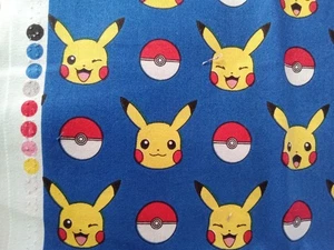Pokémon Novelty Fabric Robert Kaufman Blue Ball Cotton Remnant 16" x 44" - Picture 1 of 4