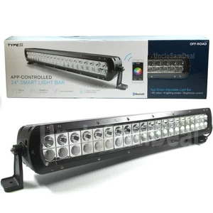 TYPE S PLUG & GLOW 49 COLOR APP CONTROL 24" LED OFF ROAD WORK SMART LIGHT BAR - Foto 1 di 7