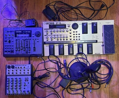 BOSS GT-6 Guitar Pedal + 2x mixer + power adapters studio mic & owners manuals - Image 1 of 3