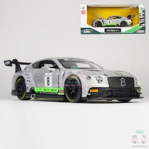 1:32 Bentley Continental GT3 #8 Modelo Coche Diecast Vehículo Colección Regalo Plateado - Imagen 1 de 12