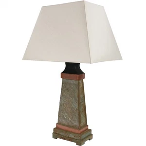 30 in Copper Trimmed Slate Indoor and Outdoor Table Lamp by Sunnydaze - Picture 1 of 9