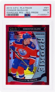 2015 O-Pee-Chee Platinum Connor Mcdavid Marquee Rookie Red Prism /149 PSA 9 RC - Foto 1 di 2