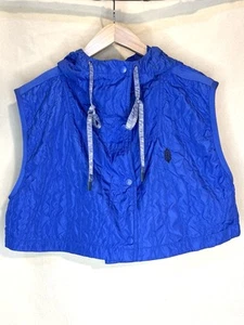 Free People Movement Drift Away Medium Hooded Micro Vest Boxy Cropped Fit Blue - Picture 1 of 6