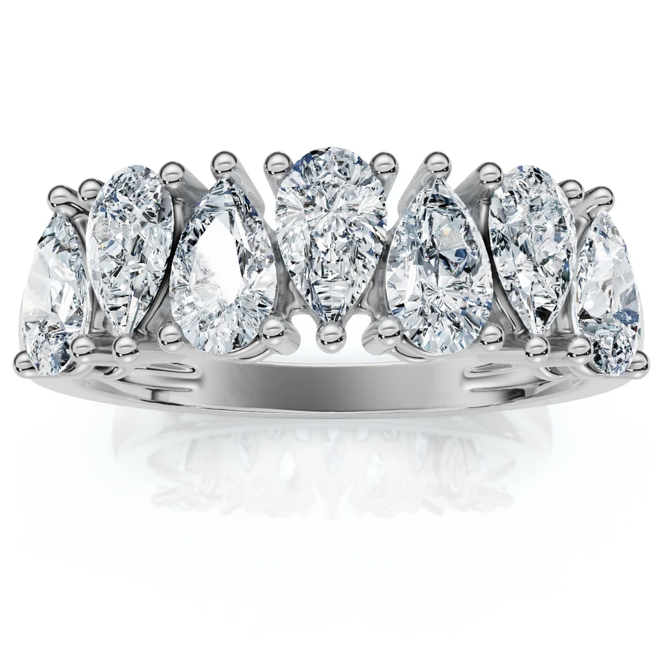 Anillo de aniversario de boda de diamantes en forma de pera de 1 1/5 quilates de oro de 14 k cultivado en laboratorio EF/VS Foto 1 de 4