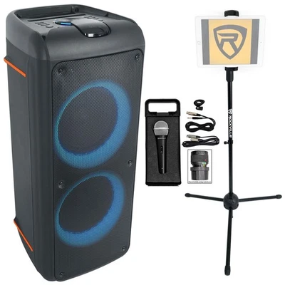 Rockville ROCK PARTY 9 Dual 8" Karaoke Machine System w/LEDS's+Mic+Tablet Stand - Image 1 of 4