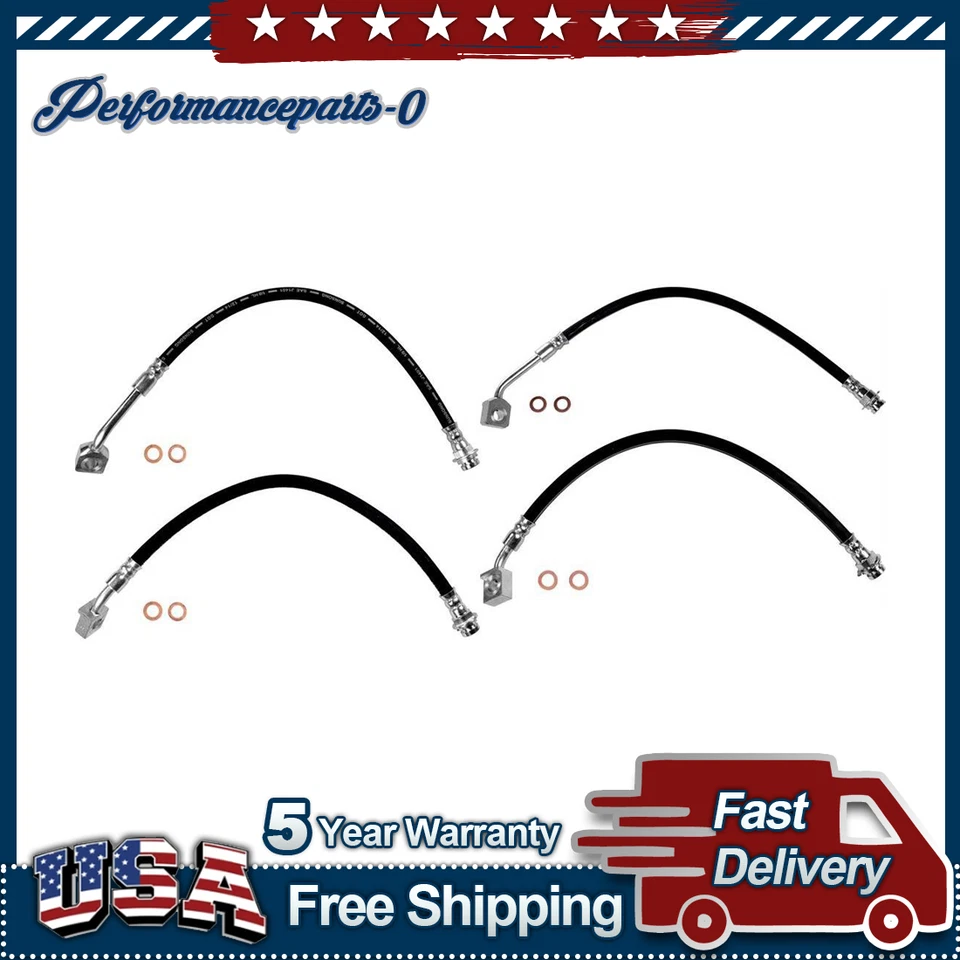 4x Manguera de freno delantera trasera para 2007 2008 2009 2010 Saturn Outlook 3,6 L Foto 1 de 4