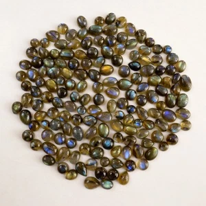 163 Stck. 294 kt natürlicher glatter Labradorit Cabochon Edelstein Posten 5 x 5 10 x 4 mm #R-13717 - Bild 1 von 6