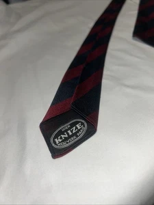 Corbata Knize Para Hombres Toda Seda Repp Rayas Azul Granate Rara De Colección Preppy Clásica - Imagen 1 de 9