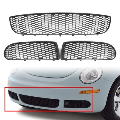 Front Bumper Center Grille Fog Light Grill Set For Volkswagen Beetle 2005-2010 - Изображение 1 из 4