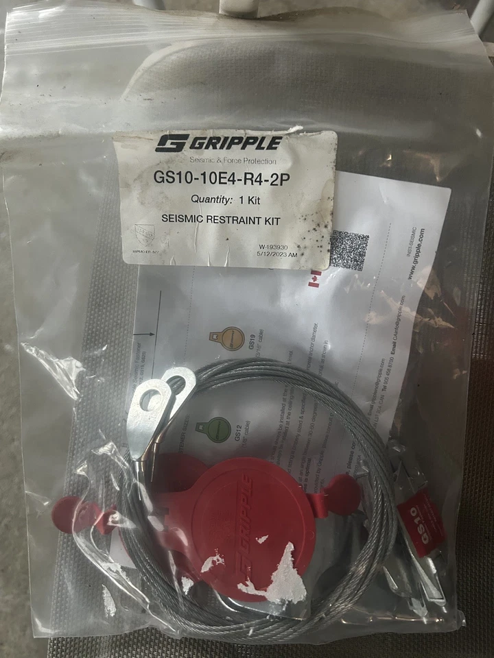 Gripple GS10-10E4-R4-2P Seismic Restraint Kit, 5/64" X 10'