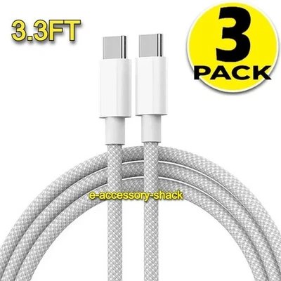 3 PACK USB-C Braided Cable Charger For Apple iPhone 15 16 17 Pro Max Plus OEM - Image 1 of 4