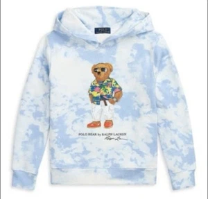NWT, Boys Polo Ralph Lauren Blue-White Polo Bear Hoodie. L(14-16). Eu 158/164 - Picture 1 of 1