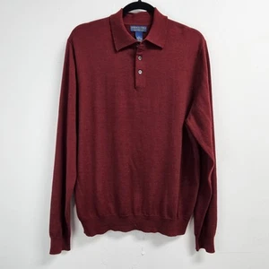 Joseph and Lyman Sweater Men Large Red Burgundy Merino Wool Pullover Top - Picture 1 of 13