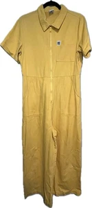 Lucy & Yak Ragan Boilersuit Jumpsuit gelb Bio Baumwolle weites Bein Denim US 8 - Bild 1 von 6