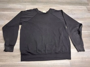 Vintage Pannill USA Made Black Blank Crewneck Sweatshirt Mens Sz XL 80s Pullover - Picture 1 of 13