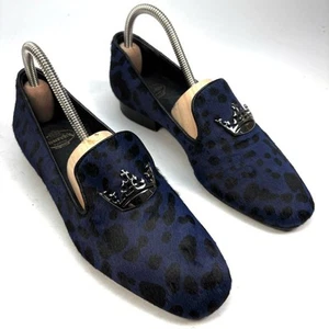 Church'S Sovereign Loafers Slip-On Leopard 21Cm Women'S Shoes Print Navy - Picture 1 of 7