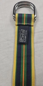 Vintage 90s Polo By Ralph Lauren Blue Green Yellow Stripe Belt RL67 USA EUC  - Picture 1 of 5